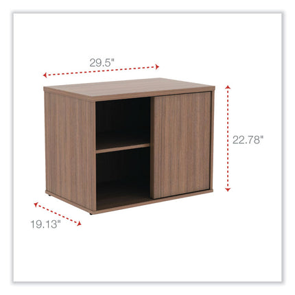 Alera Open Office Desk Series Low Storage Cabinet Credenza, Woodgrain Laminate, 29.5w x 19.13d x 22.78h, Modern Walnut