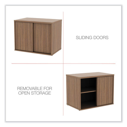 Alera Open Office Desk Series Low Storage Cabinet Credenza, Woodgrain Laminate, 29.5w x 19.13d x 22.78h, Modern Walnut