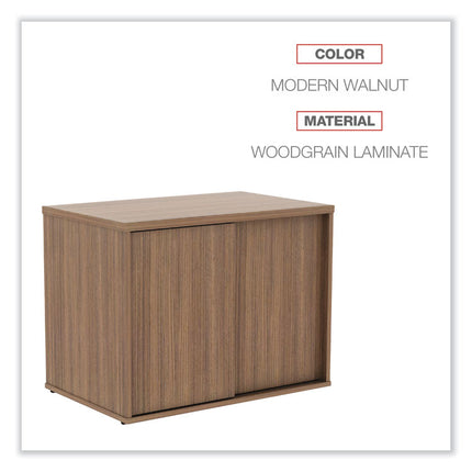 Alera Open Office Desk Series Low Storage Cabinet Credenza, Woodgrain Laminate, 29.5w x 19.13d x 22.78h, Modern Walnut