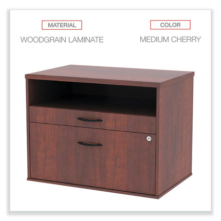 Alera Open Office Desk Series Low File Cabinet Credenza, 2-Drawer: Pencil/file, Legal/letter, 1 Shelf,cherry,29.5x19.13x22.88