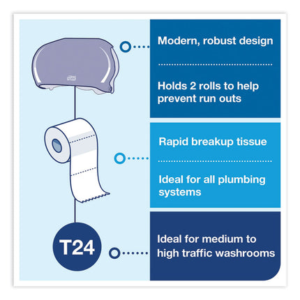 Twin Standard Roll Bath Tissue Dispenser, 12.75 x 5.57 x 8.25, Smoke