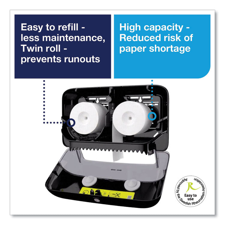 Elevation Coreless High Capacity Bath Tissue Dispenser, 14.17 x 5.08 x 8.23, Black