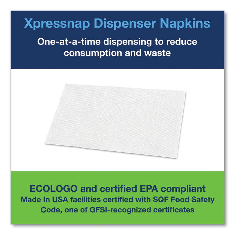 Xpressnap Interfold Dispenser Napkins, 1-Ply, Bag-Pack, 13 X 8.5", White, 6000/carton