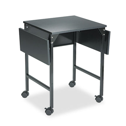 Mobile Machine Stand with Drop Leaves, Metal, 1 Shelf, 20" to 36" x 18" x 26.75", Black