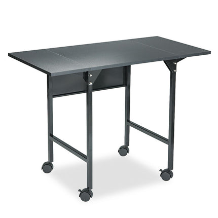 Mobile Machine Stand with Drop Leaves, Metal, 1 Shelf, 20" to 36" x 18" x 26.75", Black