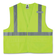 GloWear 8225HL Class 2 Standard Solid Hook and Loop Vest, Polyester, Lime, Large/X-Large