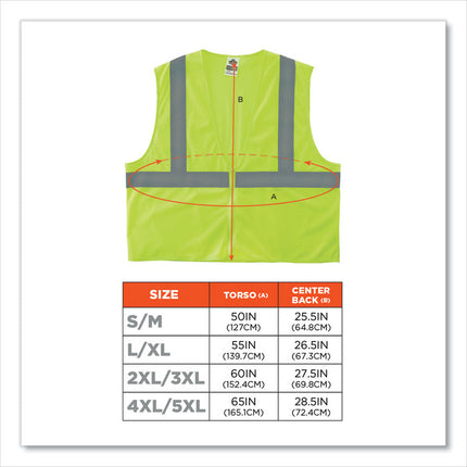 GloWear 8205Z Class 2 Super Economy Mesh Vest, Polyester, Lime, Small/Medium