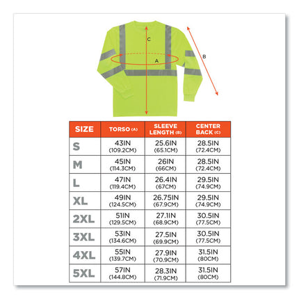 GloWear 8391 Class 3 Hi-Vis Long Sleeve Shirt, Polyester, Lime, Medium