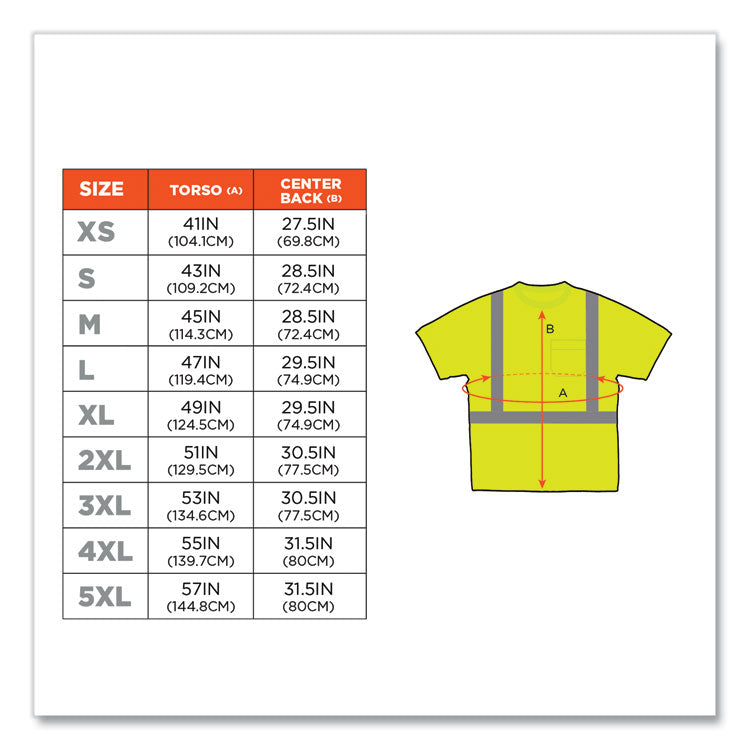 GloWear 8289 Class 2 Hi-Vis T-Shirt, Polyester, Lime, X-Small