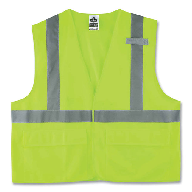 GloWear 8225HL Class 2 Standard Solid Hook and Loop Vest, Polyester, Lime, Small/Medium