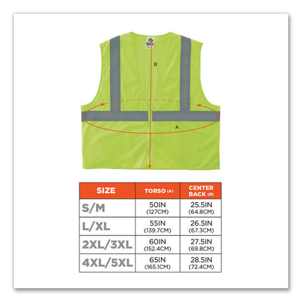 GloWear 8205Z Class 2 Super Economy Mesh Vest, Polyester, Lime, 4X-Large/5X-Large