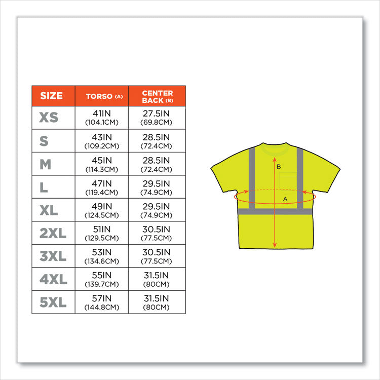 GloWear 8289 Class 2 Hi-Vis T-Shirt, Polyester, Lime, 3X-Large