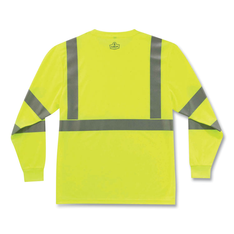 GloWear 8391 Class 3 Hi-Vis Long Sleeve Shirt, Polyester, Lime, 5X-Large
