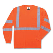 GloWear 8391 Class 3 Hi-Vis Long Sleeve Shirt, Polyester, Orange, Large