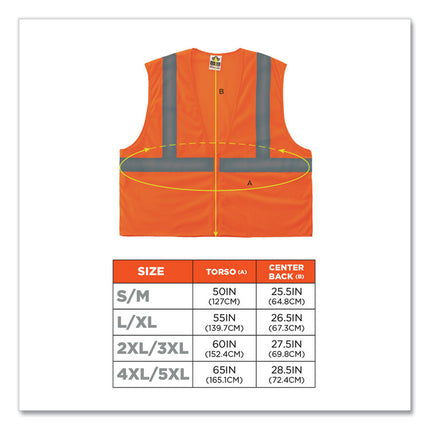 GloWear 8205Z Class 2 Super Economy Mesh Vest, Polyester, Orange, 2X-Large/3X-Large