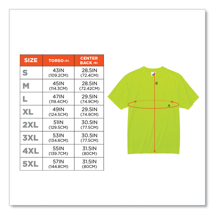 GloWear 8089 Non-Certified Hi-Vis T-Shirt, Polyester, Large, Lime