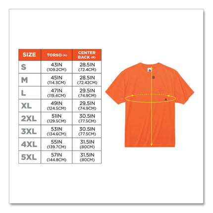 GloWear 8089 Non-Certified Hi-Vis T-Shirt, Polyester, X-Large, Orange