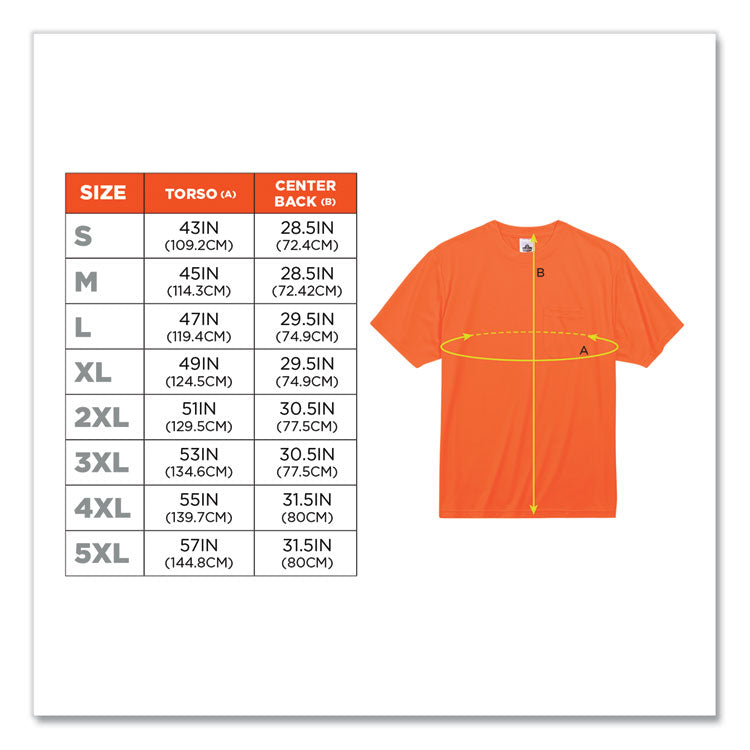 GloWear 8089 Non-Certified Hi-Vis T-Shirt, Polyester, X-Large, Orange