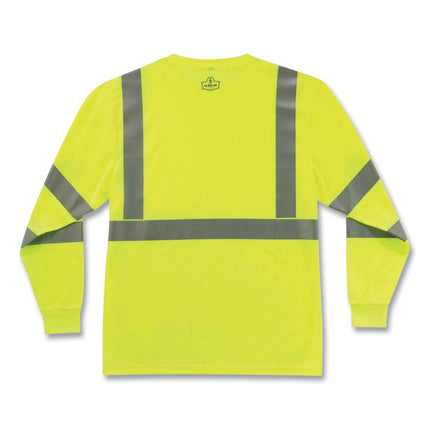 GloWear 8391 Class 3 Hi-Vis Long Sleeve Shirt, Polyester, Lime, X-Large