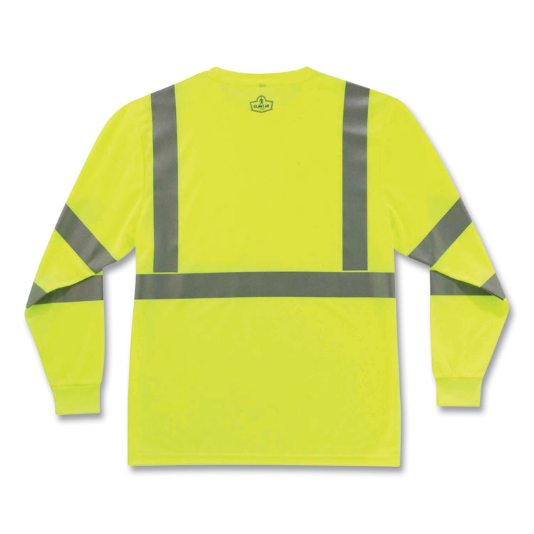 GloWear 8391 Class 3 Hi-Vis Long Sleeve Shirt, Polyester, Lime, X-Large