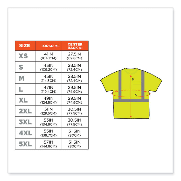 GloWear 8289 Class 2 Hi-Vis T-Shirt, Polyester, Lime, Small