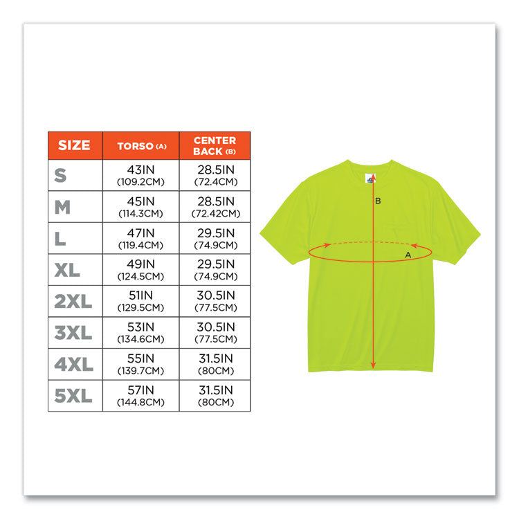 GloWear 8089 Non-Certified Hi-Vis T-Shirt, Polyester, Medium, Lime