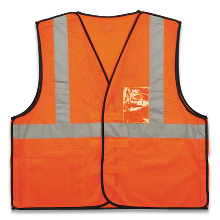 GloWear 8216BA Class 2 Breakaway Mesh ID Holder Vest, Polyester, Large/X-Large, Orange