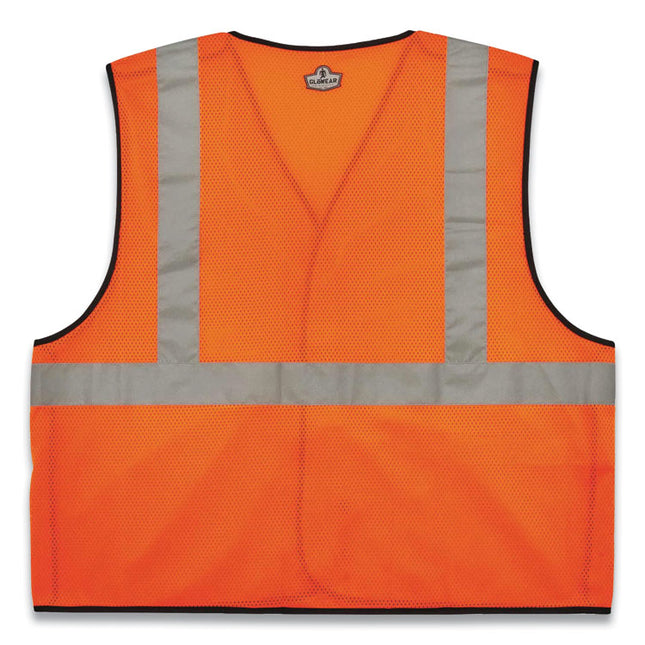 GloWear 8216BA Class 2 Breakaway Mesh ID Holder Vest, Polyester, Small/Medium, Orange