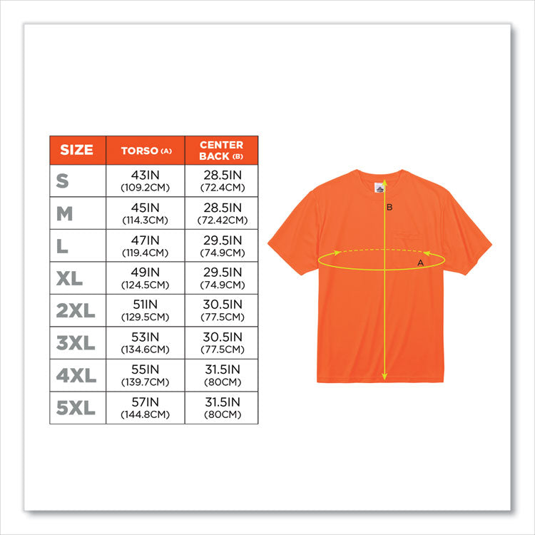 GloWear 8089 Non-Certified Hi-Vis T-Shirt, Polyester, 4X-Large, Orange