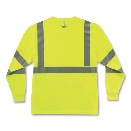 GloWear 8391 Class 3 Hi-Vis Long Sleeve Shirt, Polyester, Lime, 2X-Large