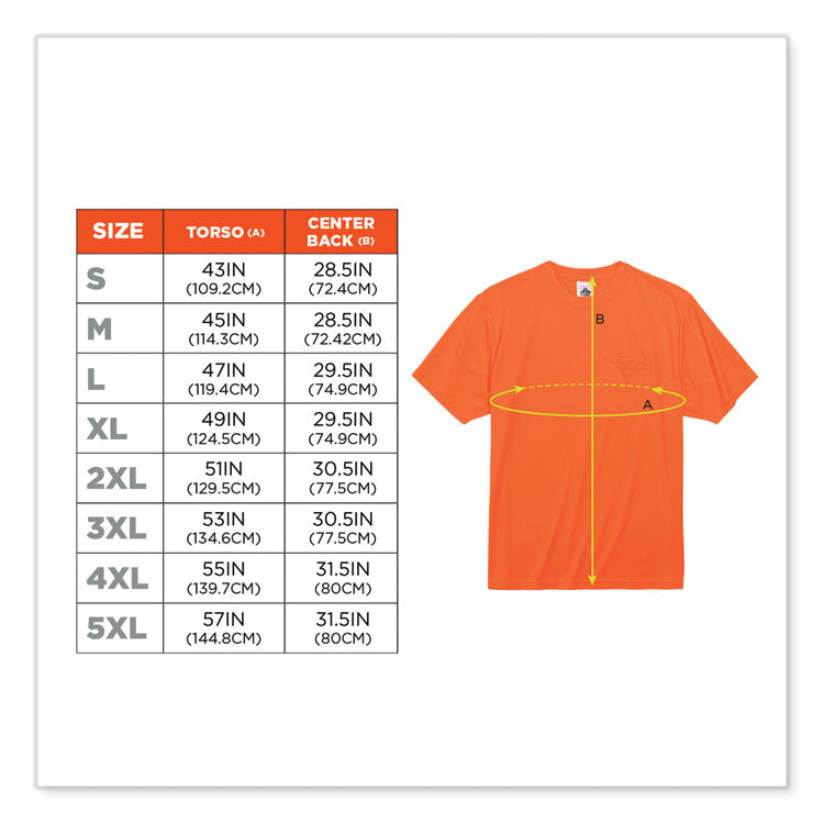 GloWear 8089 Non-Certified Hi-Vis T-Shirt, Polyester, Large, Orange