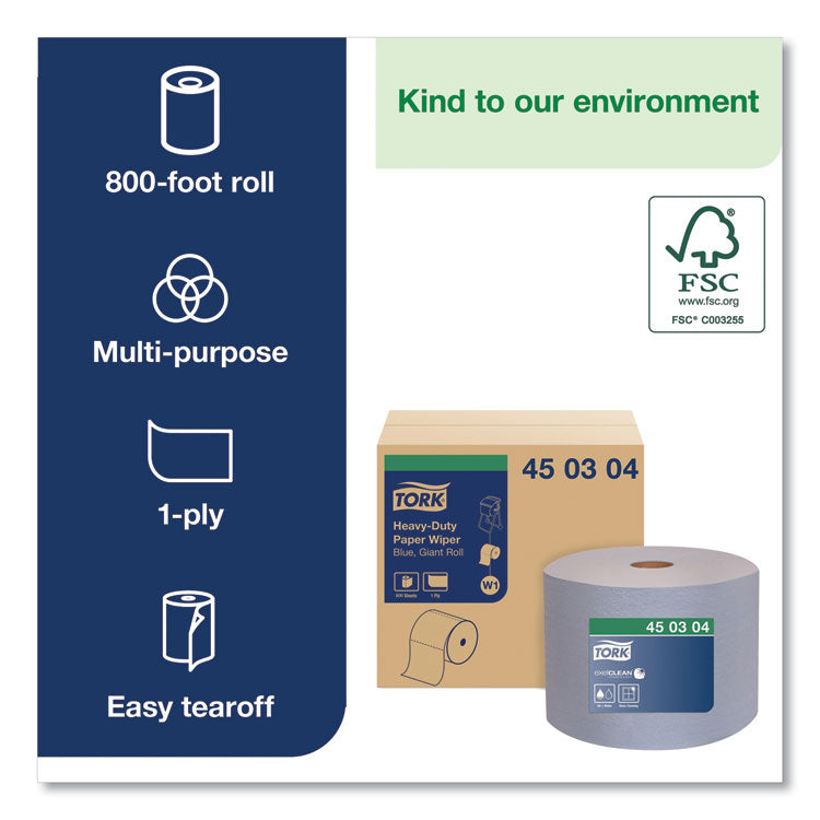 Heavy-Duty Paper Wiper, 1-Ply, 11.1" x 800 ft, Blue