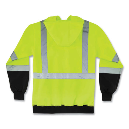 GloWear 8373 Hi-Vis Class 3 Hooded Sweatshirt with Black Bottom, Polar Fleece, Lime, 4X-Large