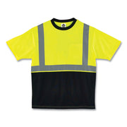 GloWear 8289BK Class 2 Hi-Vis T-Shirt with Black Bottom, 2X-Large, Lime