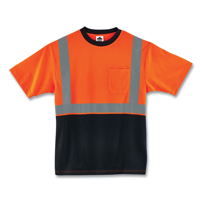 GloWear 8289BK Class 2 Hi-Vis T-Shirt with Black Bottom, Small, Orange