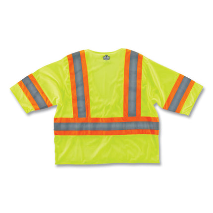 GloWear 8330Z Class 3 Two-Tone Zipper Vest, Polyester, 4X-Large/5X-Large, Lime