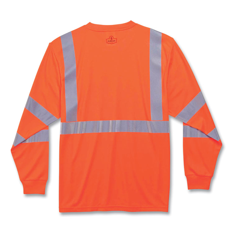 GloWear 8391 Class 3 Hi-Vis Long Sleeve Shirt, Polyester, Orange, 5X-Large