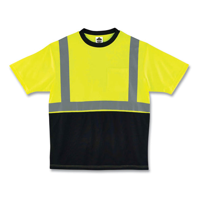 GloWear 8289BK Class 2 Hi-Vis T-Shirt with Black Bottom, 4X-Large, Lime