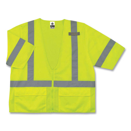 GloWear 8320Z Class 3 Standard Zipper Vest, Polyester, Small/Medium, Lime