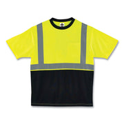 GloWear 8289BK Class 2 Hi-Vis T-Shirt with Black Bottom, Large, Lime
