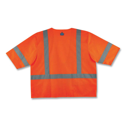 GloWear 8320Z Class 3 Standard Zipper Vest, Polyester, 4X-Large/5X-Large, Orange