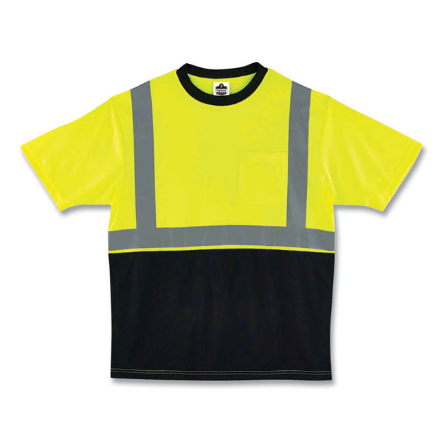 GloWear 8289BK Class 2 Hi-Vis T-Shirt with Black Bottom, 5X-Large, Lime