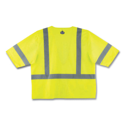 GloWear 8320Z Class 3 Standard Zipper Vest, Polyester, Largel/X-Large, Lime