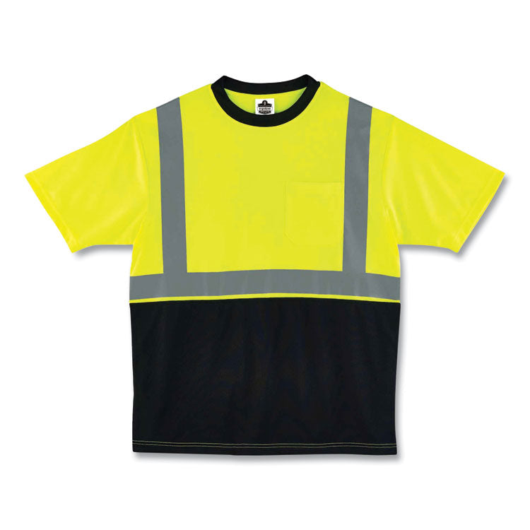 GloWear 8289BK Class 2 Hi-Vis T-Shirt with Black Bottom, 3X-Large, Lime