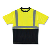 GloWear 8289BK Class 2 Hi-Vis T-Shirt with Black Bottom, Medium, Lime