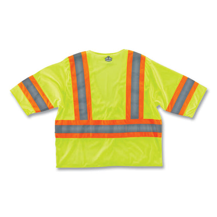 GloWear 8330Z Class 3 Two-Tone Zipper Vest, Polyester, Small/Medium, Lime