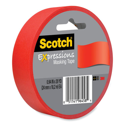 Expressions Masking Tape, 3" Core, 0.94" X 20 Yds, Primary Red