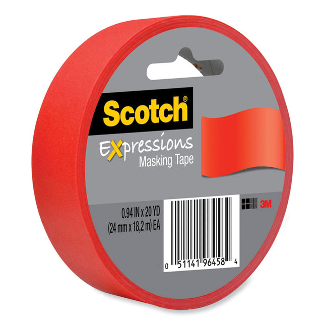 Expressions Masking Tape, 3" Core, 0.94" X 20 Yds, Primary Red