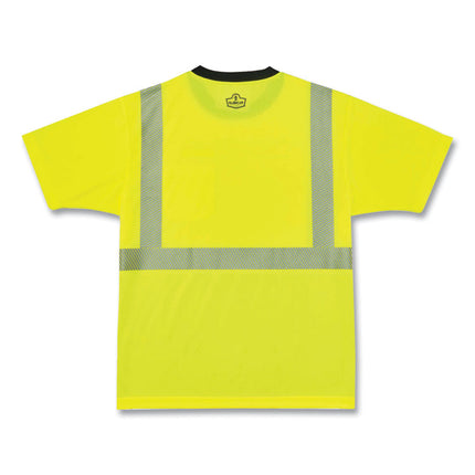 GloWear 8280BK Class 2 Performance T-Shirt with Black Bottom, Polyester, Small, Lime