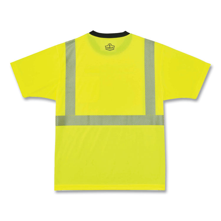 GloWear 8280BK Class 2 Performance T-Shirt with Black Bottom, Polyester, Small, Lime